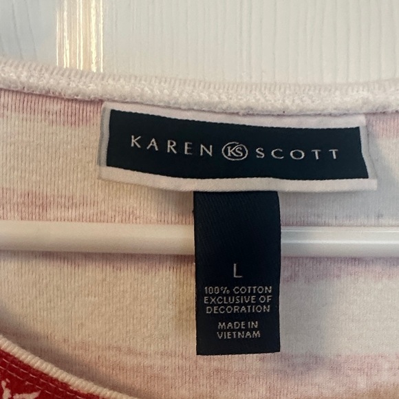 Karen Scott Striped Tee with Star Design - Picture 2 of 4